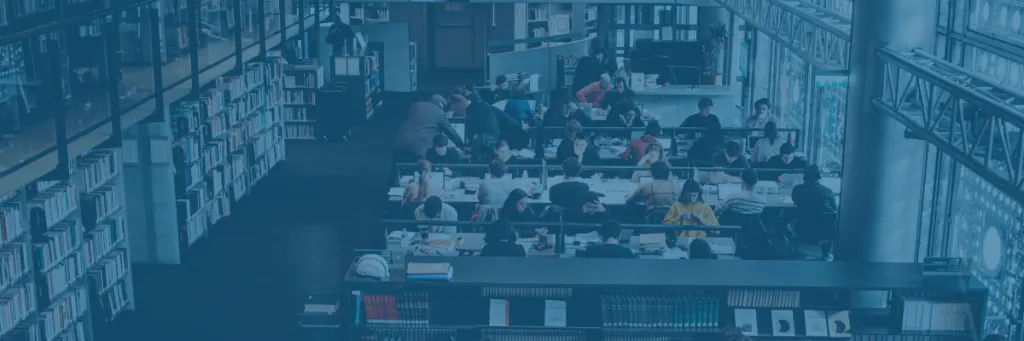 banner met bibliotheek met mensen